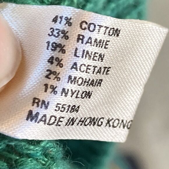 leau Vive‎ Sweater Womens Medium Green Knit Geometric Linen Blend Vtg 90s - Picture 6 of 7